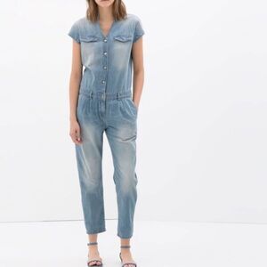Zara Z1975 Women's Blue Denim Jumpsuit